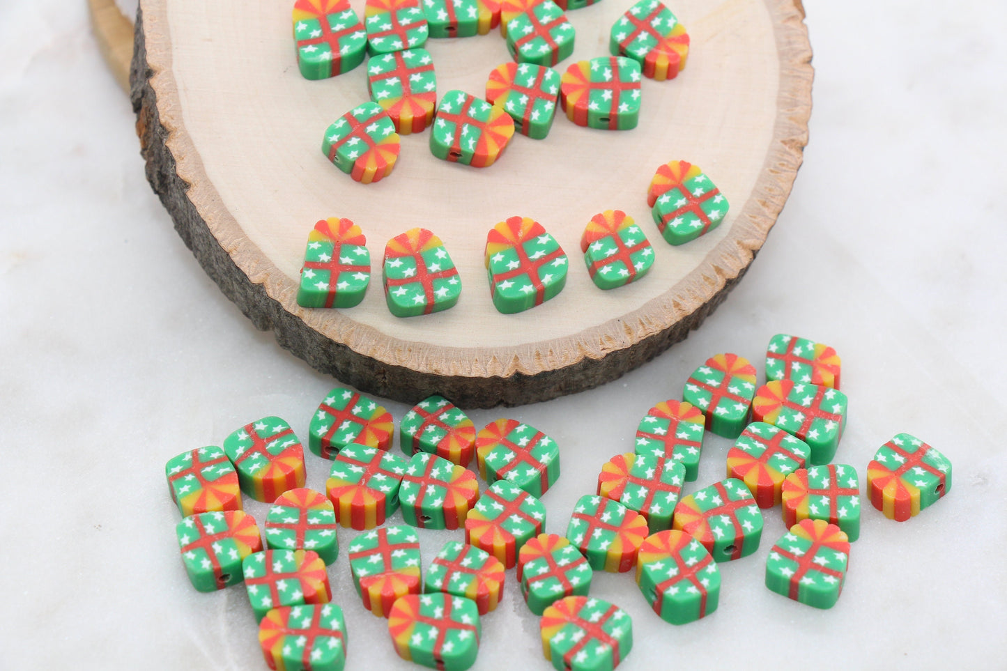 Gift Polymer Clay Beads, Christmas Themed Beads, Kawaii Gift Box Clay Beads, Jewelry Beads, Bead for Bracelet #268