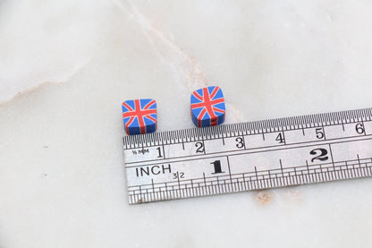 United Kingdom UK Flag Clay Beads, Union Jack Flag Polymer Clay Beads, Rectangle Shape Clay Beads, Jewelry Beads, Bead for Bracelet #284