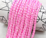 6mm pink striped chunky heishi beads for bracelets and DIY jewelry