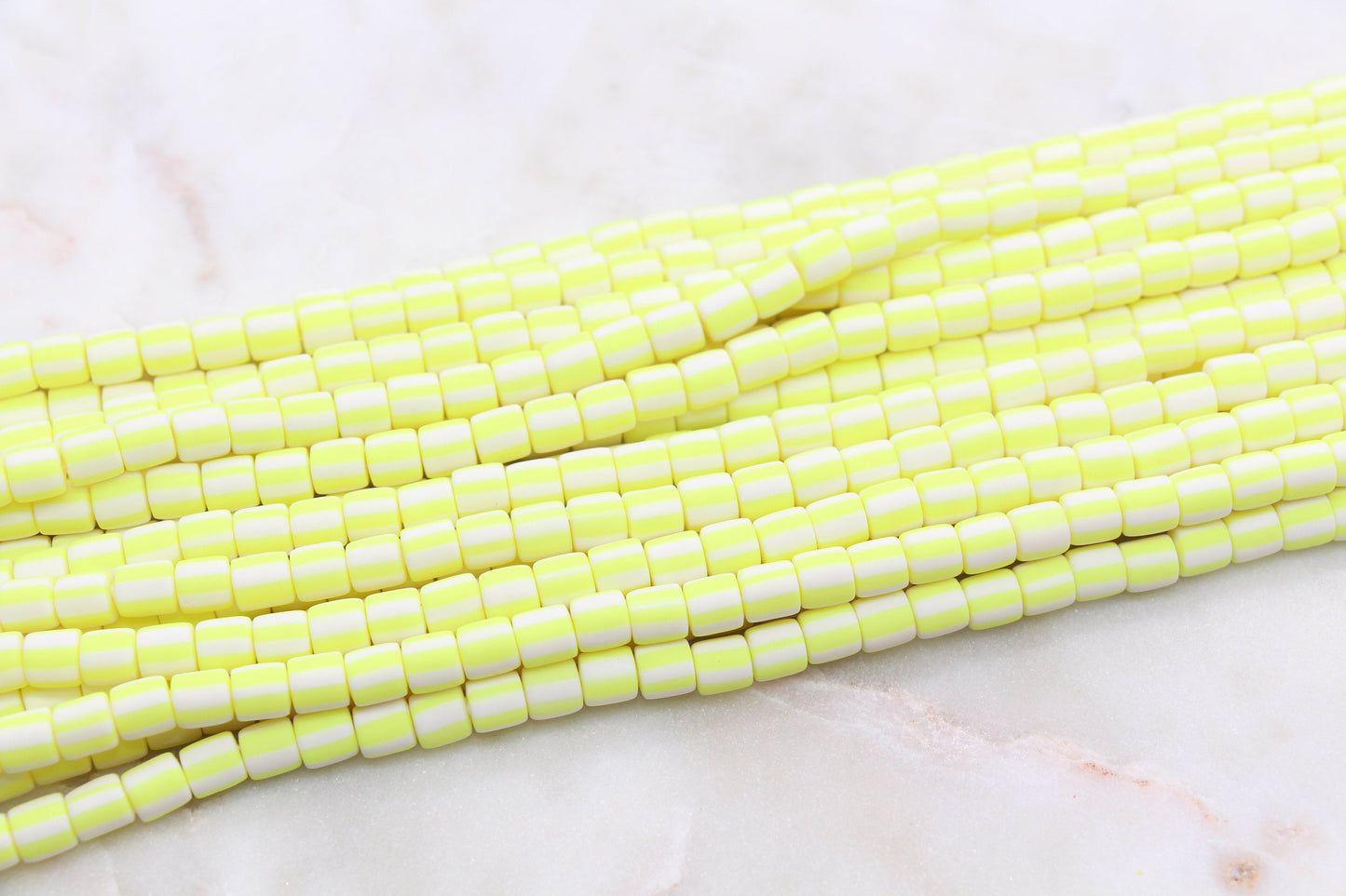 6mm Wide Column Chunky Polymer Clay Beads, Neon Yellow Heishi Spacer Beads, Clay Tube Beads, Barrel Beads Heishi Beads #483