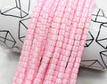 6mm pink striped chunky heishi beads for bracelets and DIY jewelry