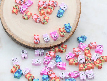 Fox Polymer Clay Beads, Kawaii Fox Clay Beads, Woodland Animal Clay Beads, Jewelry Beads, Bead for Bracelet #296