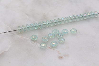 8mm Mint Green Rondelle Beads, Iridescent Faceted Acrylic Loose Beads, Bubblegum Beads, Chunky Beads, Bead for Bracelet #2655