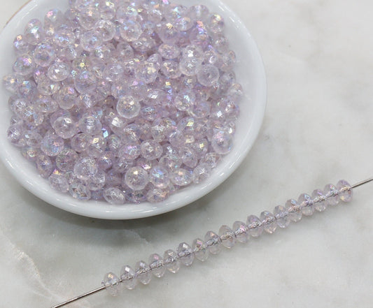 8mm Light Purple Rondelle Beads, Iridescent Faceted Acrylic Loose Beads, Bubblegum Beads, Chunky Beads, Bead for Bracelet #2659