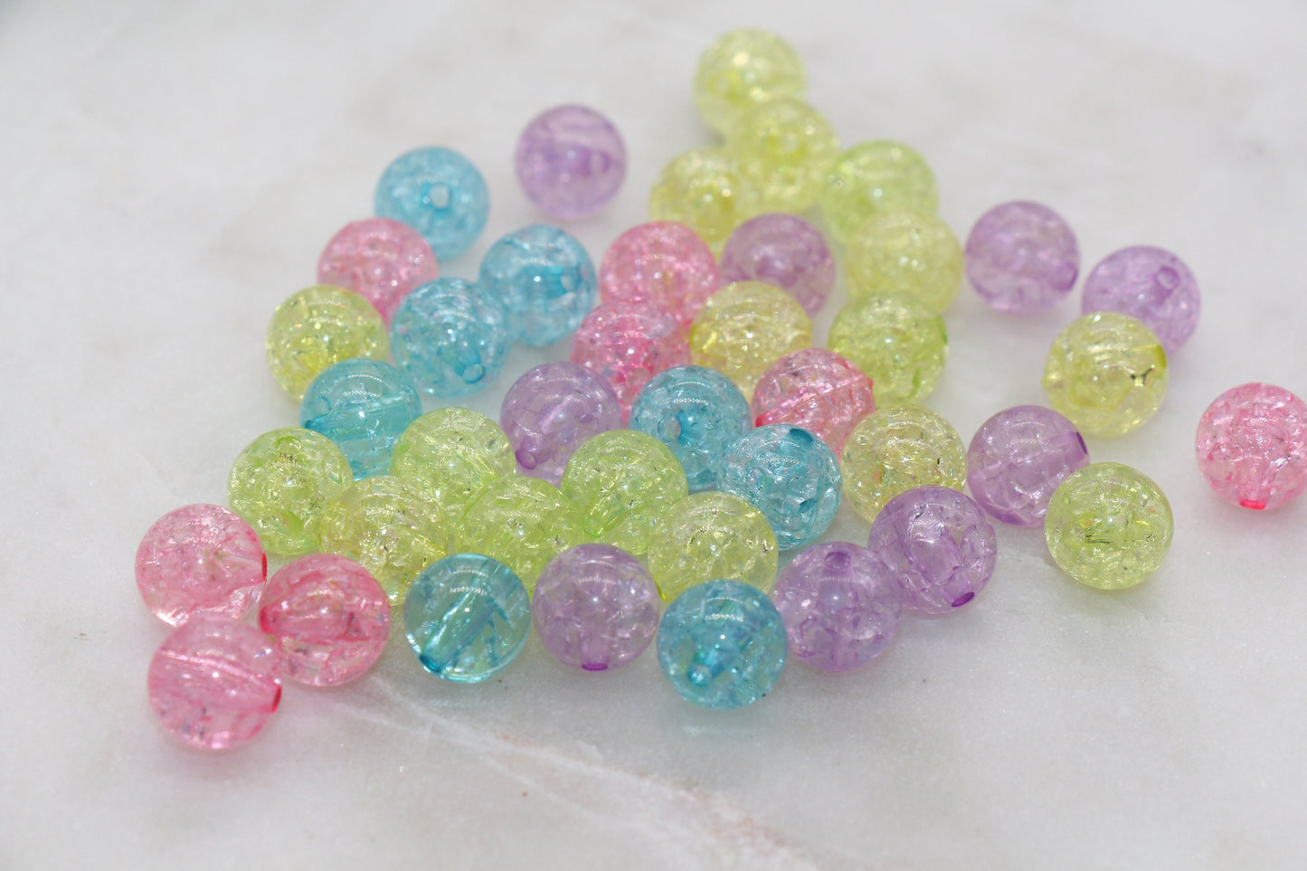 10mm Multicolored Crackle Gumball Beads, Acrylic Crackle Loose Beads, Bubblegum Beads, Chunky Beads, Smooth Round Plastic Beads #808