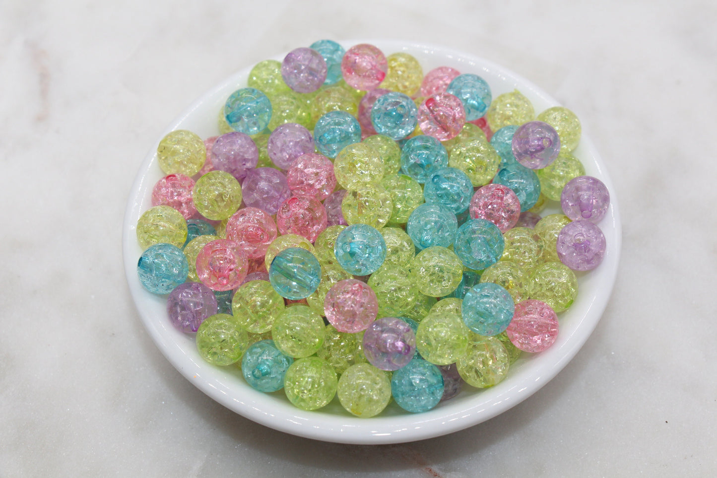 10mm Multicolored Crackle Gumball Beads, Acrylic Crackle Loose Beads, Bubblegum Beads, Chunky Beads, Smooth Round Plastic Beads #808