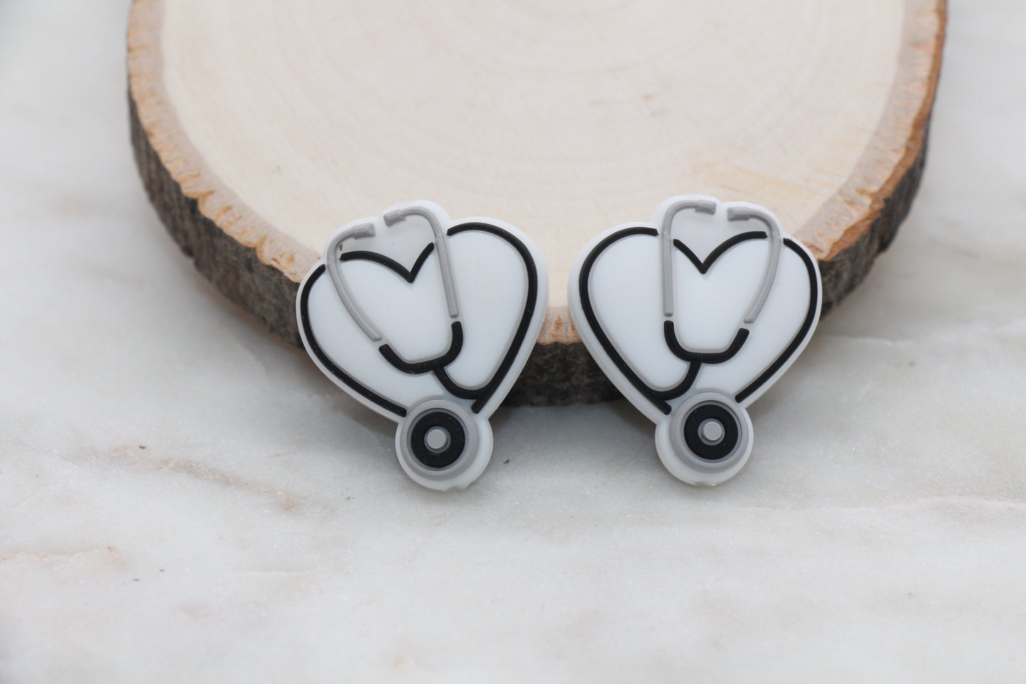 Stethoscope Silicone Beads, Medical Themed Silicone Beads, Heart Stethoscope Silicone Beads, Doctor, Nurse Beads, Silicone Loose Beads #306