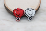 Stethoscope Silicone Beads, Medical Themed Silicone Beads, Heart Stethoscope Silicone Beads, Doctor, Nurse Beads, Silicone Loose Beads #306