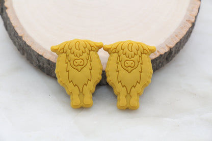 Highland Cow Silicone Beads, Animal Themed Silicone Beads, Cow Focal Silicone Beads, Chunky Beads, Silicone Loose Beads #311