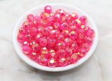 10mm Fuchsia AB Faceted Gumball Beads, Iridescent Faceted Round Acrylic Loose Beads, Bubblegum Beads, Star Cut Rainbow Beads#1266