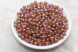 6mm Brown AB Round Beads, Iridescent Acrylic Gumball Beads, Transparent Round Spacer Beads, Bubblegum Beads, Plastic Round Bead #2663