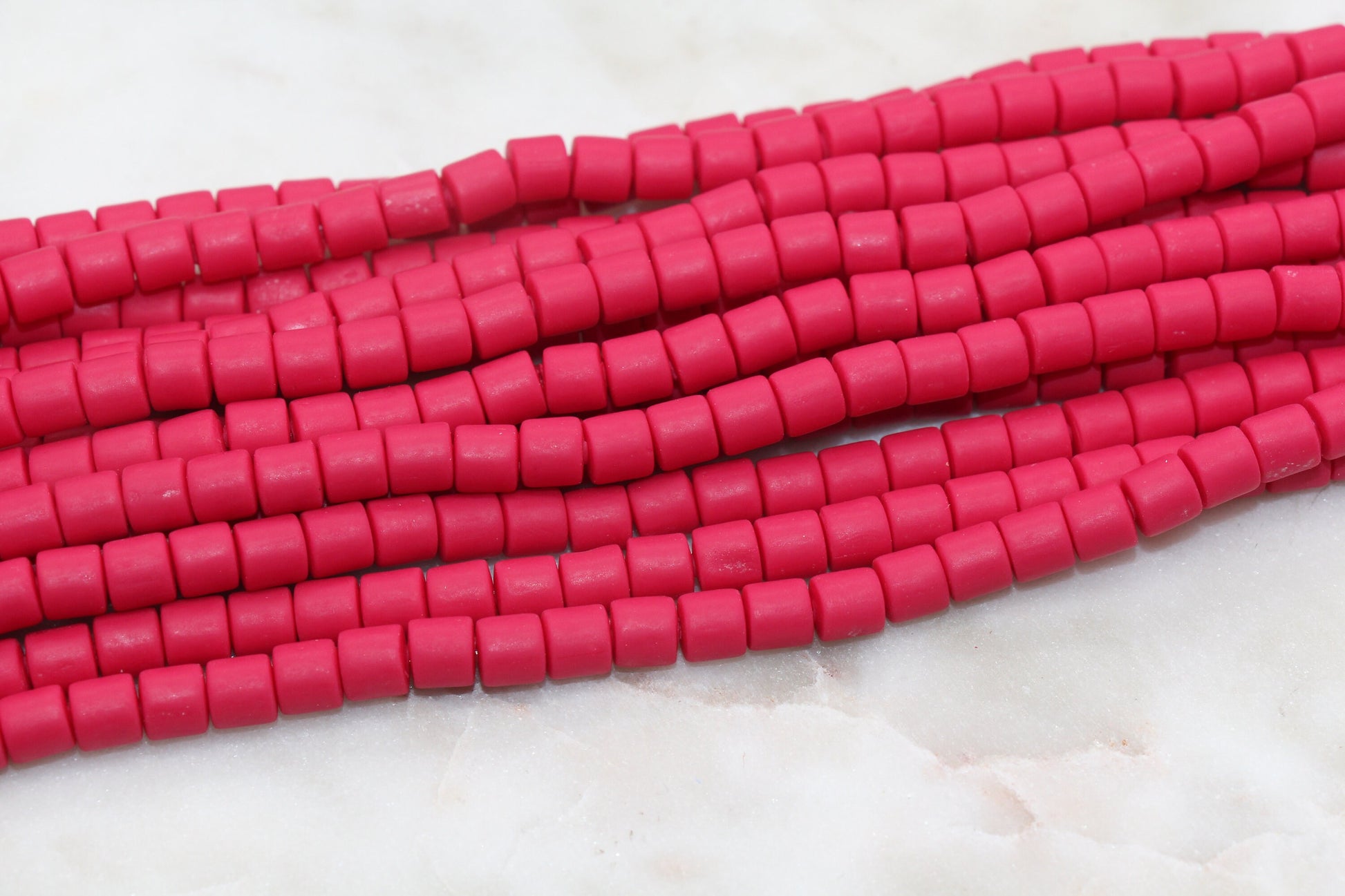 6mm Wide Column Chunky Polymer Clay Beads, Ruby Red Heishi Spacer Beads, Clay Tube Beads, Barrel Beads Heishi Beads #416