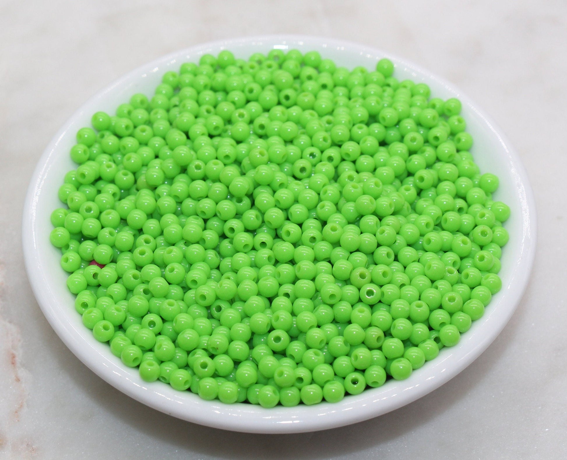 4mm Green Round Beads, Acrylic Gumball Beads, Green Round Spacer Beads, Bubblegum Beads, Plastic Round Smooth Bead #176