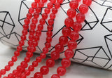 Watermelon Red Jade Beads, Smooth Gemstone Round Loose Beads, Size 6mm, 10mm #248