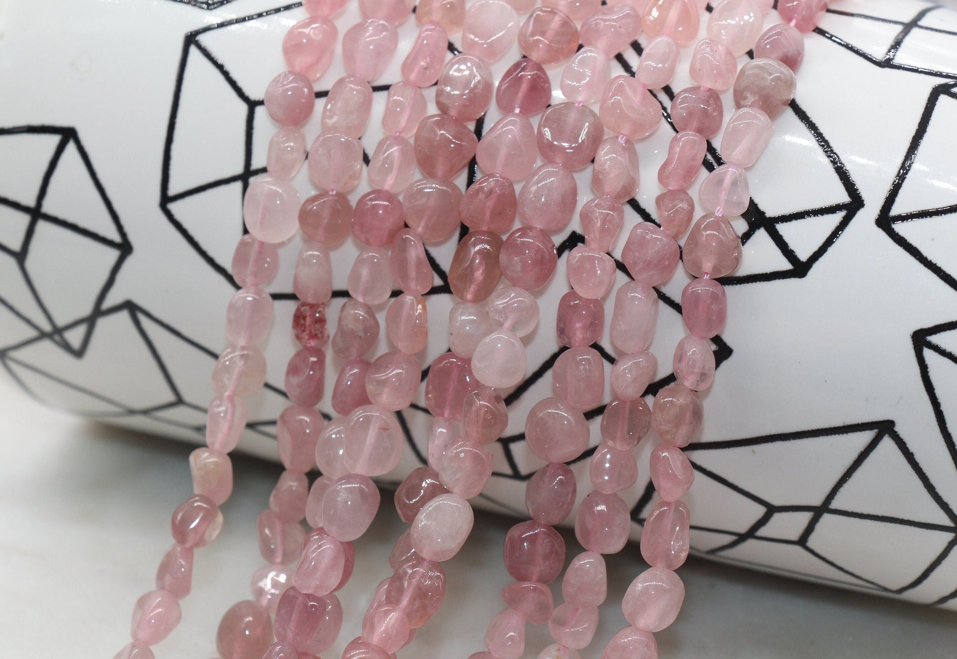 Rose Quartz Nugget Beads, Pink Quartz Gemstone Loose Beads, Pebble Beads, Chip Beads, 6mm-7mm, #17