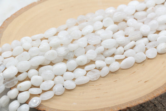 White Moonstone Nugget Beads, Gemstone Loose Beads, Pebble Beads, 6mm- 8mm #19