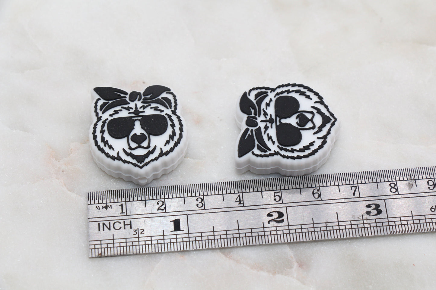 Bear Silicone Beads, Animal Themed Silicone Beads, Bear with Sunglasses Silicone Beads, Chunky Beads, Silicone Loose Beads #317