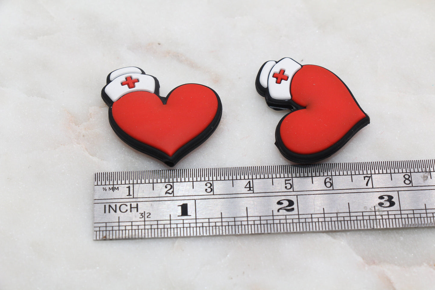 Nurse Heart Silicone Beads, Medical Themed Silicone Beads, EMT Paramedic Silicone Beads, Chunky Beads, Silicone Loose Beads #305