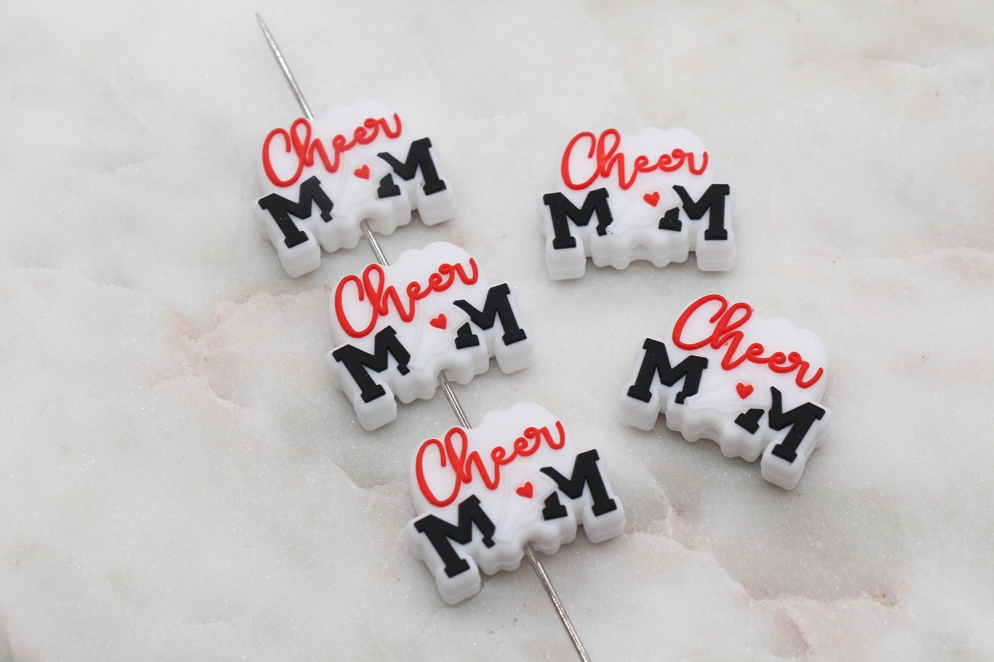 Cheer Mom Silicone Beads, Sport Mom Silicone Beads, Chunky Beads, Silicone Loose Beads #308