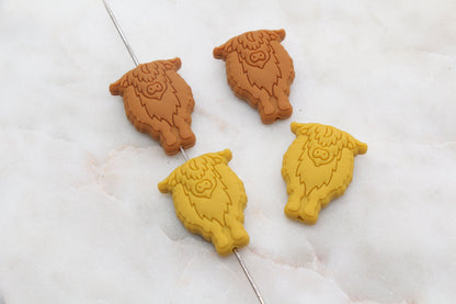 Highland Cow Silicone Beads, Animal Themed Silicone Beads, Cow Focal Silicone Beads, Chunky Beads, Silicone Loose Beads #311