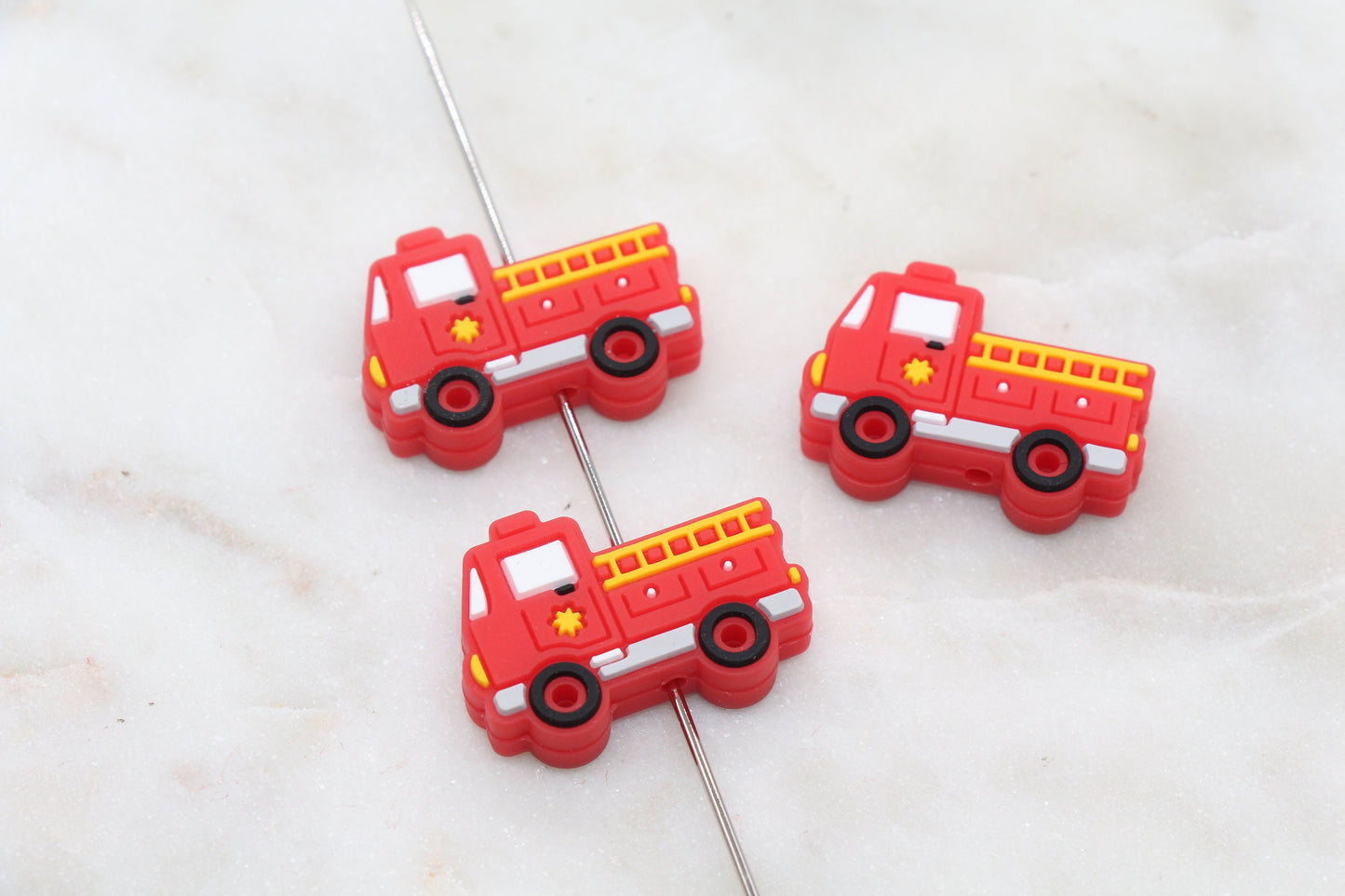 Firetruck Silicone Beads, Fireman Silicone Beads, Emergency Vehicle Silicone Beads, Chunky Beads, Silicone Loose Beads #315