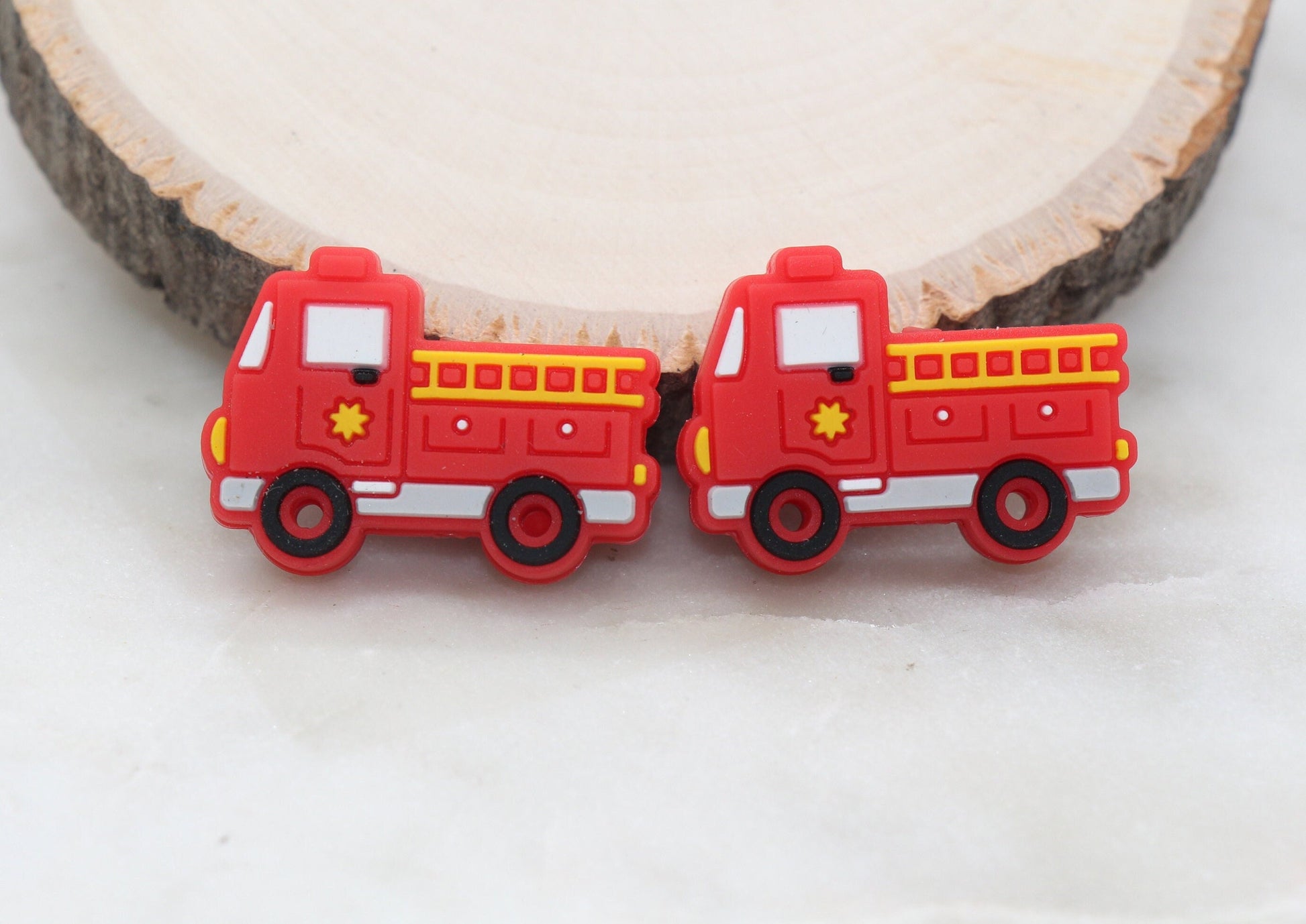 Firetruck Silicone Beads, Fireman Silicone Beads, Emergency Vehicle Silicone Beads, Chunky Beads, Silicone Loose Beads #315