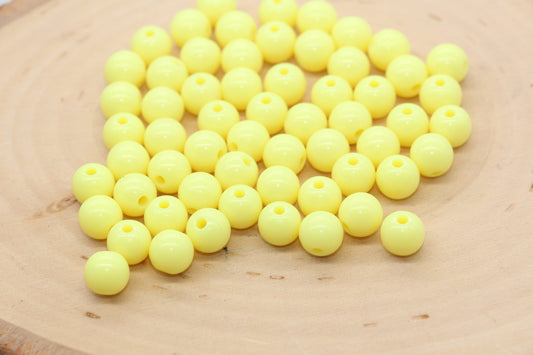 8mm Yellow Gumball Beads, Round Acrylic Loose Beads, Bubblegum Beads, Chunky Beads, Bubble Gum Beads, Smooth Plastic Round Beads #554