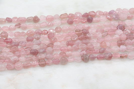 Rose Quartz Nugget Beads, Pink Quartz Gemstone Loose Beads, Pebble Beads, Chip Beads, 6mm-7mm, #17
