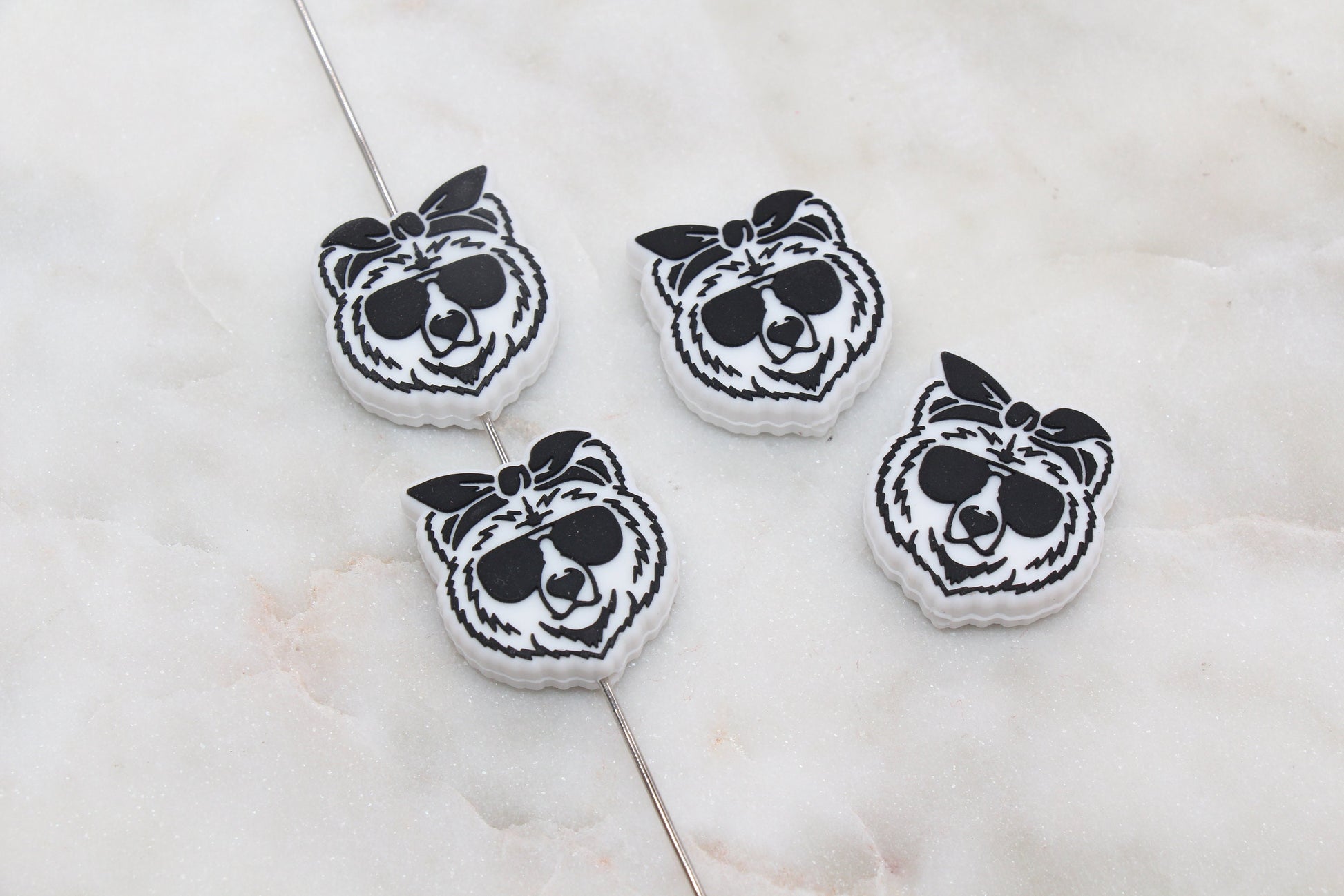 Bear Silicone Beads, Animal Themed Silicone Beads, Bear with Sunglasses Silicone Beads, Chunky Beads, Silicone Loose Beads #317