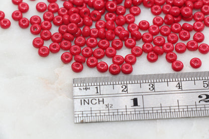 Glass Seed Beads, 4mm 6/0 Glass Round Seed Beads, Red Opaque Seed Beads, Rocailles Beads, Beading Supplies #1097