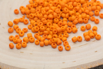 Matte Glass Seed Beads, 4mm 6/0 Glass Round Seed Beads, Matte Orange Seed Beads, Orange Glass Rocailles Beads, Beading Supplies #1044