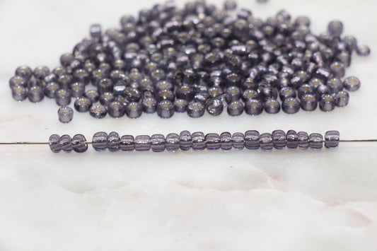 Transparent Glass Beads with Silver Lined, 4mm 6/0 Glass Round Beads, Light Purple Trans Seed Beads, Rocailles Beads, Beading Supplies #1092