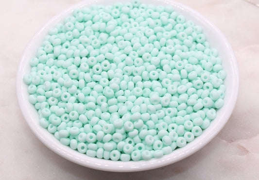 Matte Glass Seed Beads, 4mm 6/0 Glass Round Seed Beads, Ice Blue Seed Beads, Frosted Blue Rocailles Beads, Beading Supplies #743