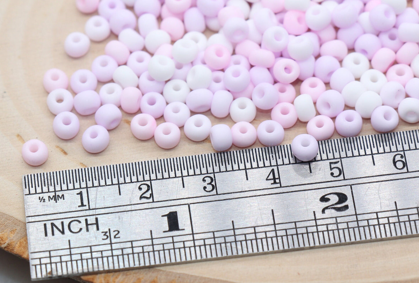 Matte Glass Seed Beads, 4mm 6/0 Glass Round Seed Beads, Pink, White, Lavender Mix Beads, Frosted Mix Rocailles Beads, Beading Supplies #2667