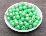 12mm Green Shimmer Gumball Beads, Round Acrylic Loose Beads, Bubblegum Beads, Chunky Beads, Round Plastic Beads #2672