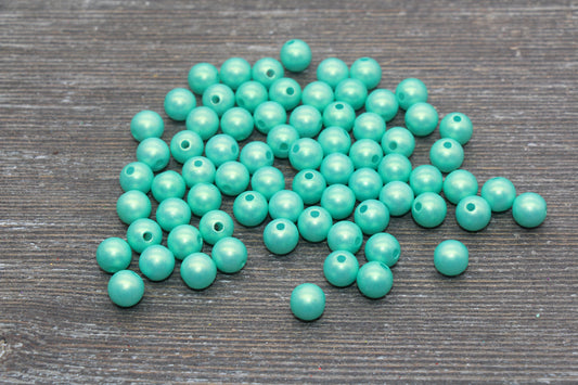 8mm Green Shimmer Gumball Beads, Round Acrylic Loose Beads, Bubblegum Beads, Chunky Beads, Smooth Round Plastic Beads #2682