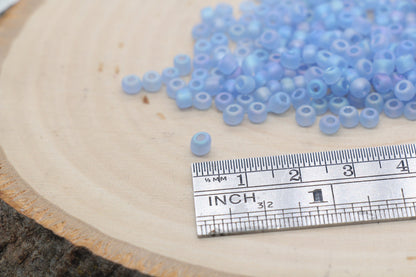 Matte Iridescent Glass Seed Beads, 4mm 6/0 Glass Round Seed Beads, Matte Blue AB Seed Beads, Rocailles Beads, Beading Supplies #1180