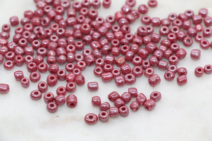 Glossy Glass Seed Beads, 4mm 6/0 Glass Round Seed Beads, Dark Red Opaque Seed Beads, Rocailles Beads, Beading Supplies #1184