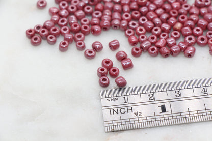 Glossy Glass Seed Beads, 4mm 6/0 Glass Round Seed Beads, Dark Red Opaque Seed Beads, Rocailles Beads, Beading Supplies #1184