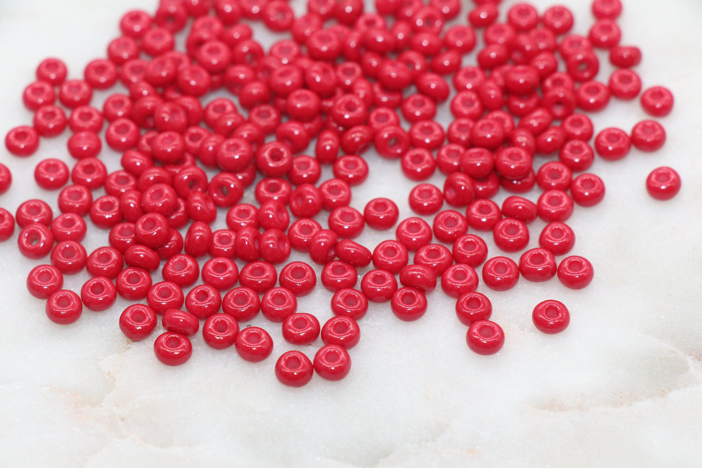 Glass Seed Beads, 4mm 6/0 Glass Round Seed Beads, Red Opaque Seed Beads, Rocailles Beads, Beading Supplies #1097