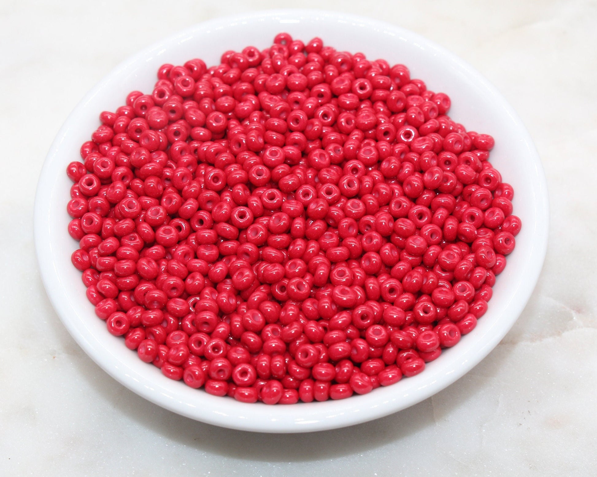 Glass Seed Beads, 4mm 6/0 Glass Round Seed Beads, Red Opaque Seed Beads, Rocailles Beads, Beading Supplies #1097