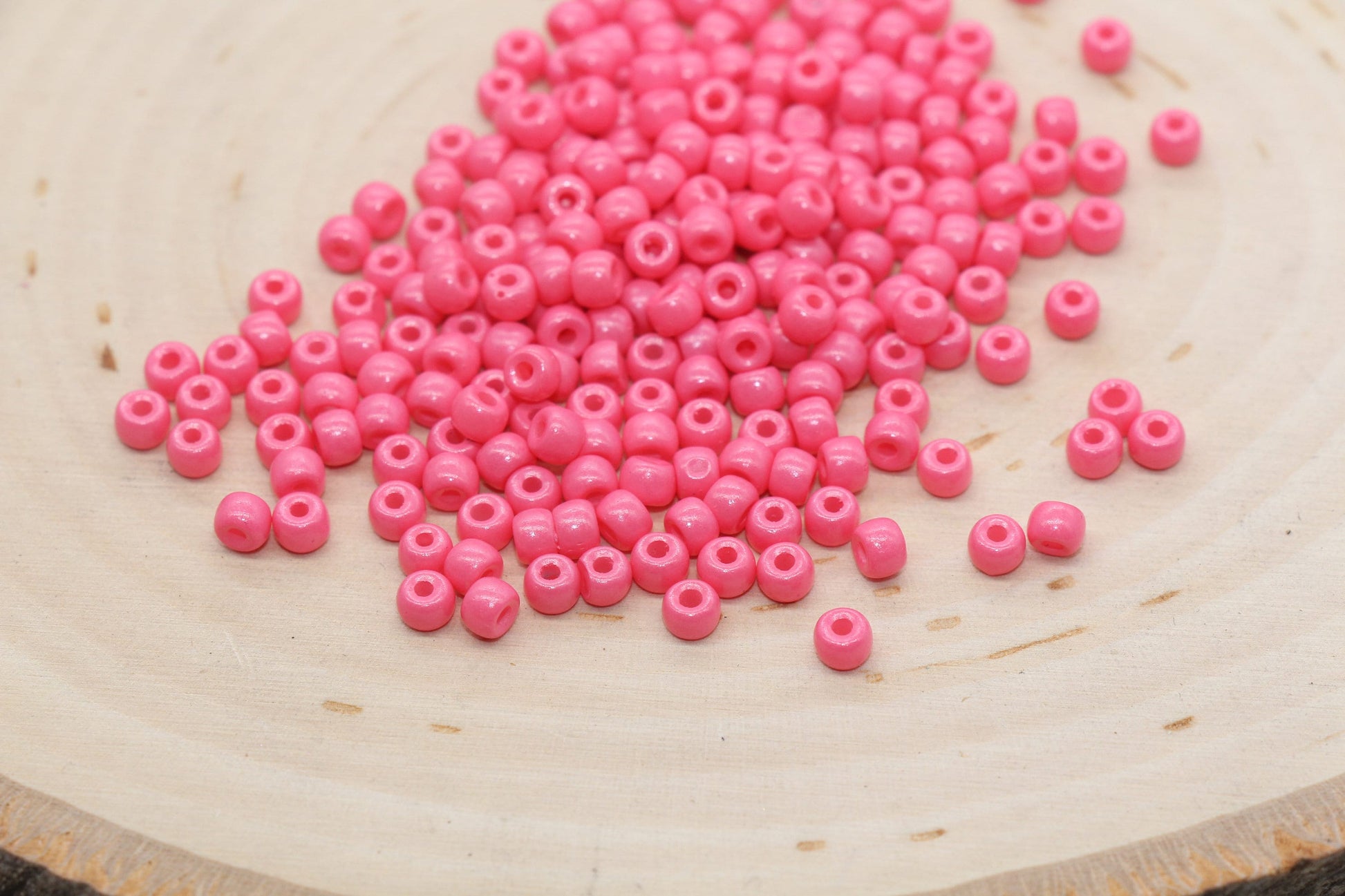 Glass Seed Beads, 4mm 6/0 Glass Round Seed Beads, Melon Pink Opaque Seed Beads, Rocailles Beads, Beading Supplies #1096