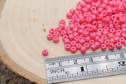 Glass Seed Beads, 4mm 6/0 Glass Round Seed Beads, Melon Pink Opaque Seed Beads, Rocailles Beads, Beading Supplies #1096