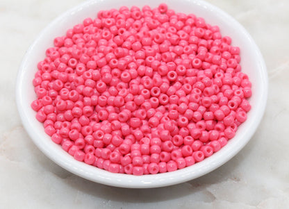 Glass Seed Beads, 4mm 6/0 Glass Round Seed Beads, Melon Pink Opaque Seed Beads, Rocailles Beads, Beading Supplies #1096