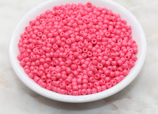 Glass Seed Beads, 4mm 6/0 Glass Round Seed Beads, Melon Pink Opaque Seed Beads, Rocailles Beads, Beading Supplies #1096