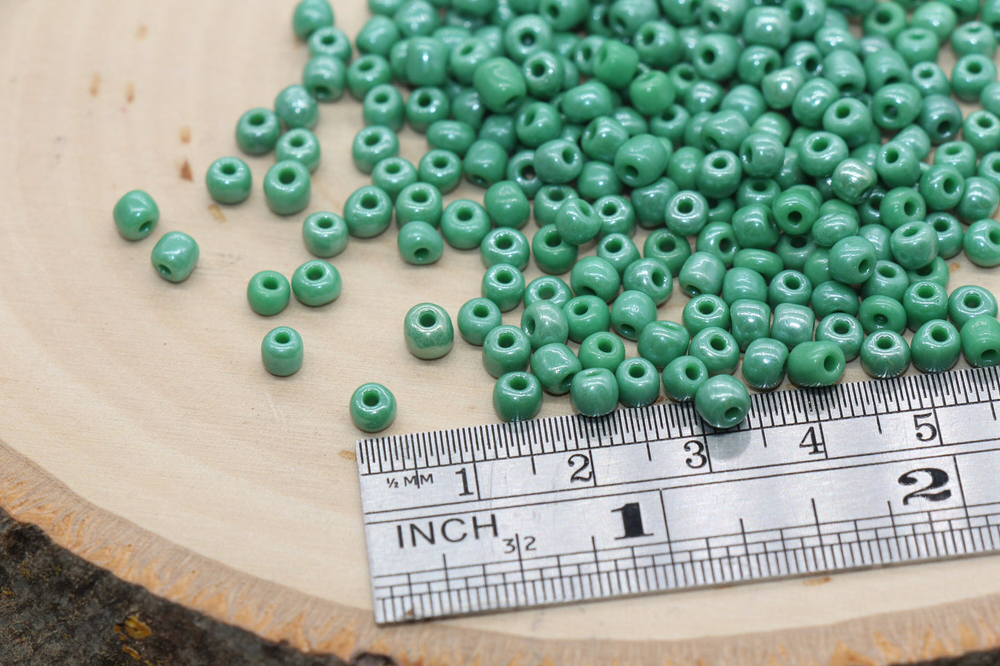 Glossy Glass Seed Beads, 4mm 6/0 Glass Round Seed Beads, Green Opaque Seed Beads, Rocailles Beads, Beading Supplies #1050