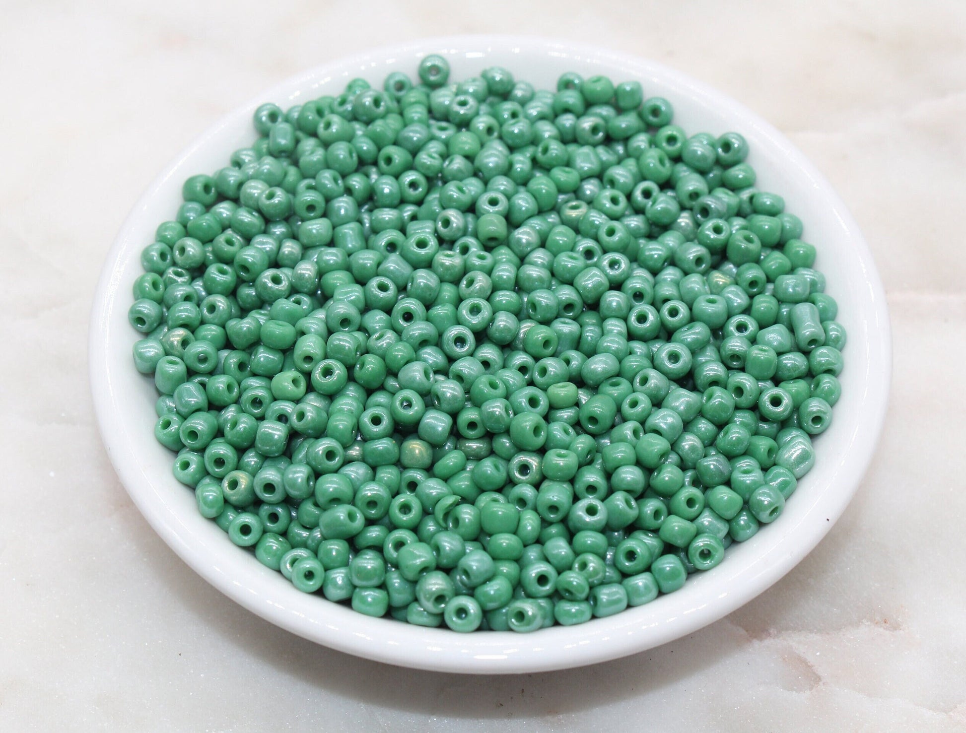 Glossy Glass Seed Beads, 4mm 6/0 Glass Round Seed Beads, Green Opaque Seed Beads, Rocailles Beads, Beading Supplies #1050