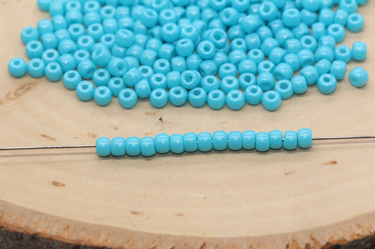 Glass Seed Beads, 4mm 6/0 Glass Round Seed Beads, Blue Opaque Seed Beads, Rocailles Beads, Beading Supplies #1277