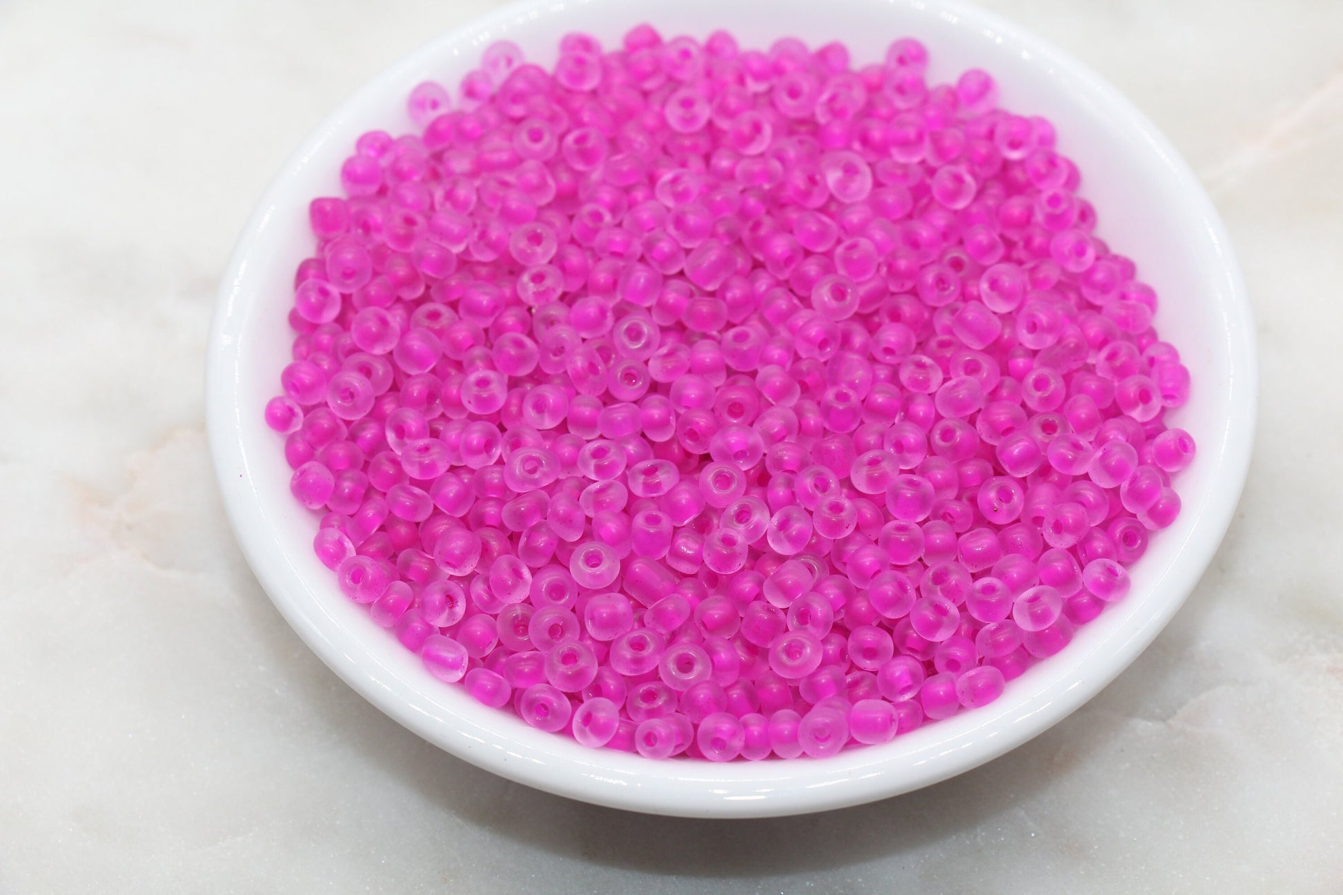 Matte Glass Beads with Pink Lined, 4mm 6/0 Glass Round Beads, Frosted Pink Lined Seed Beads, Rocailles Beads, Beading Supplies #1047