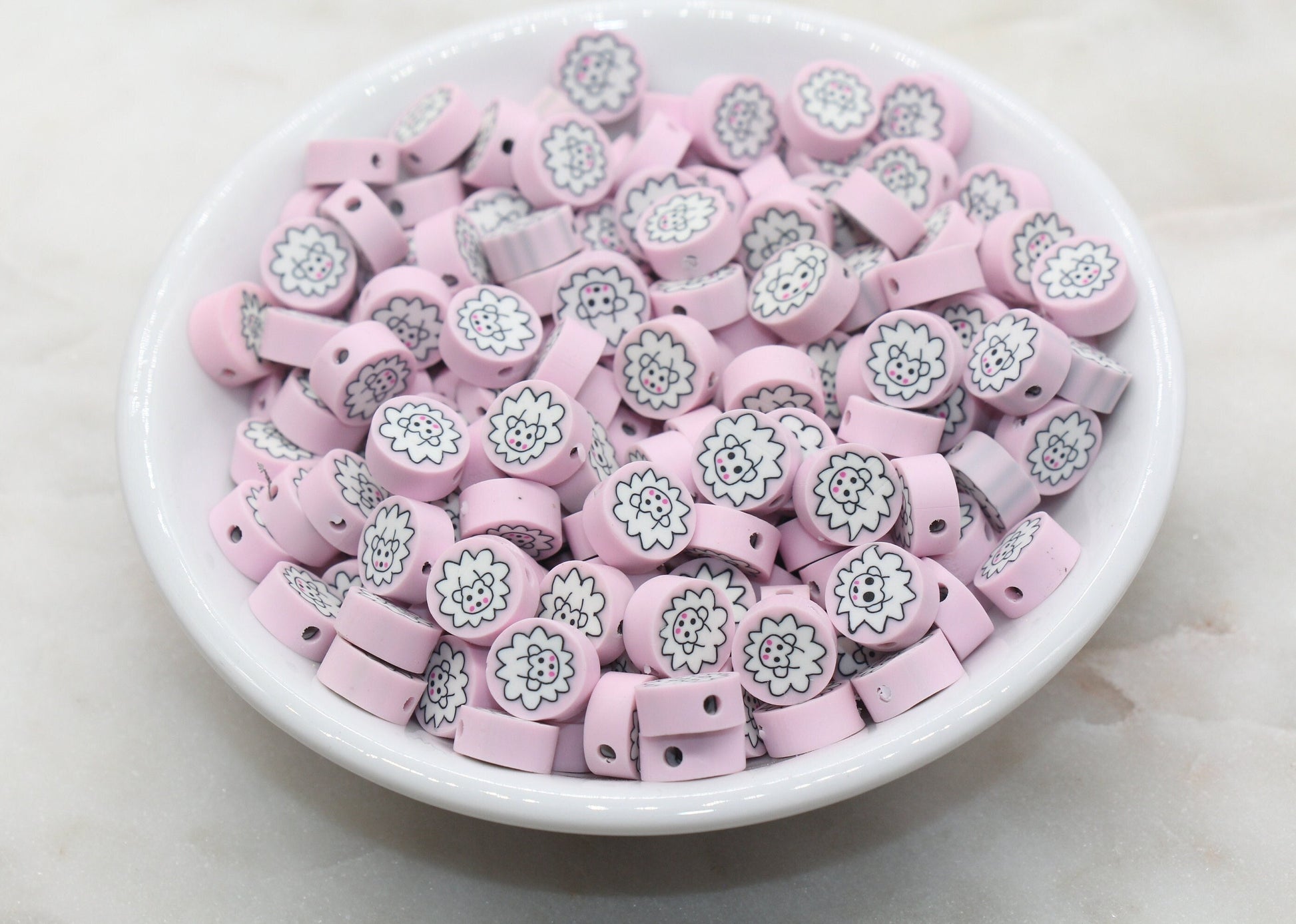 Kawaii Sheep Polymer Clay Beads, Animal Themed Clay Beads, Jewelry Beads #326